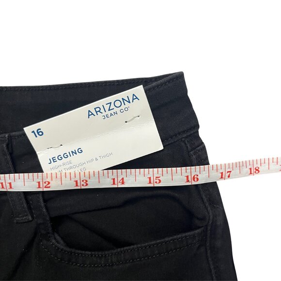 NWT Arizona Women's Size 16 Black High Rise Stretch Jeggings Denim Skinny Fit - Picture 7 of 16